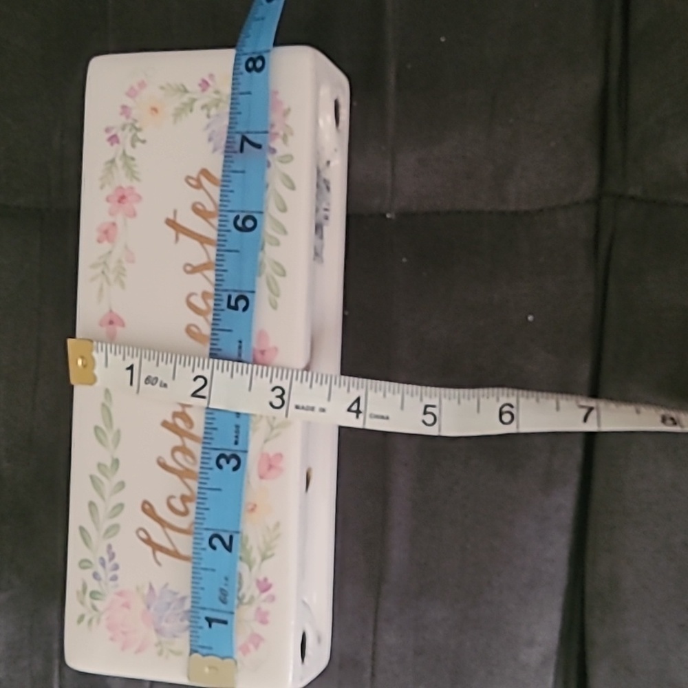 Happy Easter He Is Risen Glass Ceramic Rectangle Cube Sign Pink Purple Yellow - Picture 6 of 7
